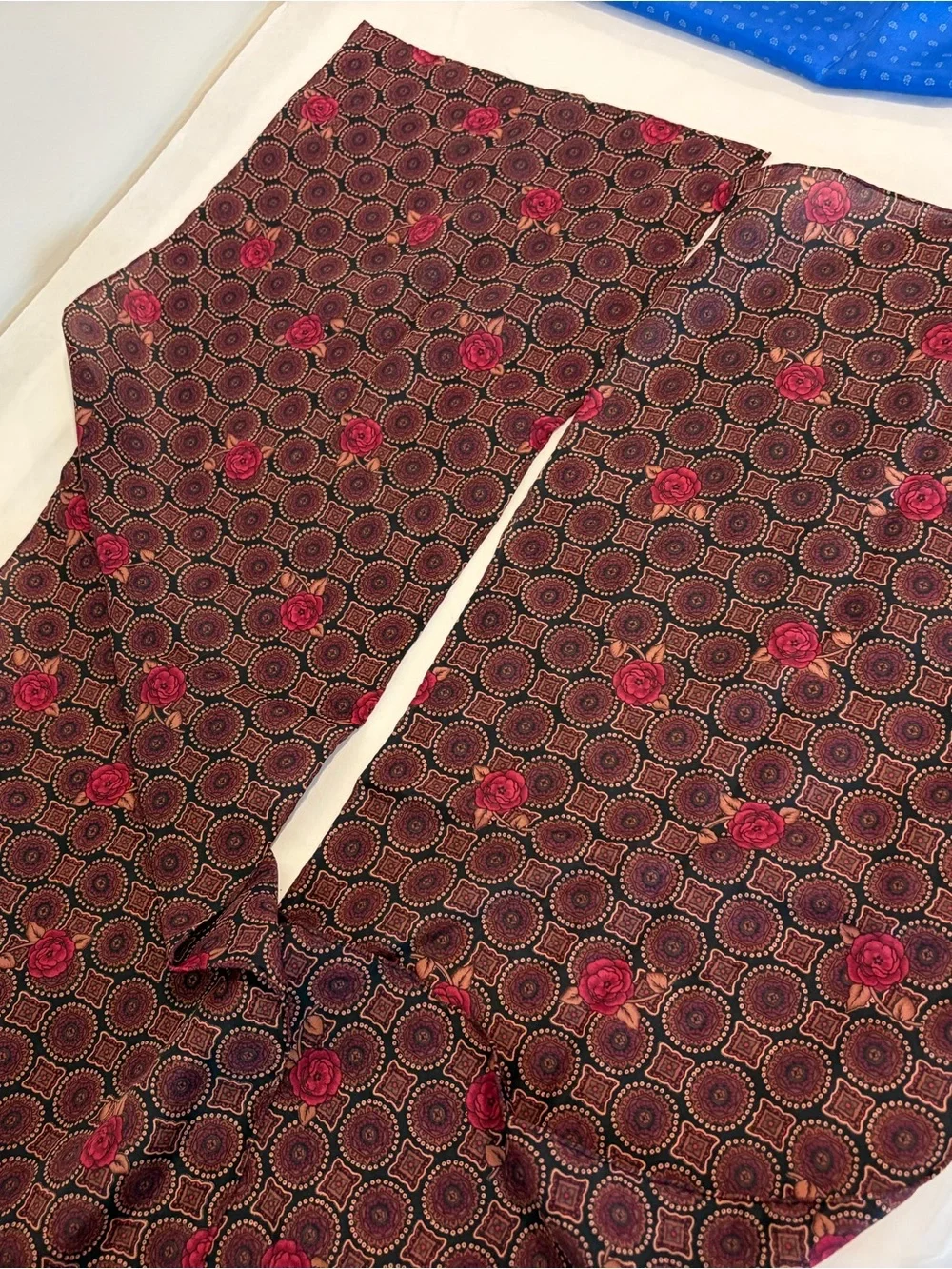 Set of Three Patterned Scarves - Mustard, Burgundy, Royal Blue Vera Neumann